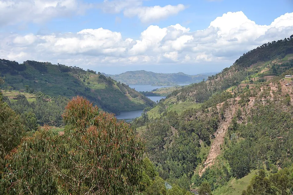 Lake Burera viewed from the hillside in northern Rwanda